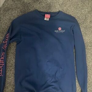 Simply Southern Navy Long Sleeve Tee with Pink Accents